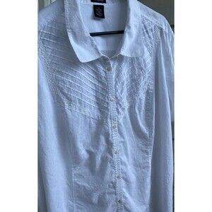 Calvin Klein Jeans Women’s 3X white classic embroidered button up shirt blouse